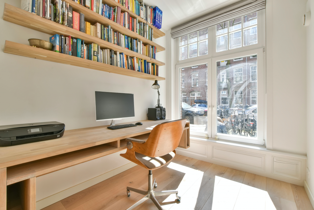 bespoke wooden floating desk for home office