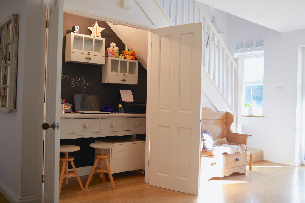 Bespoke understairs desk and office area for working from home